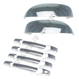 Razer Auto Top half Mirror Cover+4 Door Handle without Passenger Keyhole Cover (Does not fit on Towing Mirror) for 07-14 Chevy Suburban, Tahoe, Avalanche, 07-13 Silverado 1500, 07-14 Silverado 2500HD
