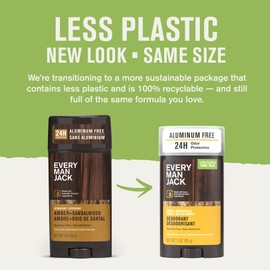 Every Man Jack Every Man Jack Men's Deodorant Variety Set - Includes 3 Full-Sized Aluminum Free Natural Deodorant Sticks - Coconut + Driftwood, Citrus + Eucalyptus, Amber+ Sandalwood - 3oz (3 Pack)