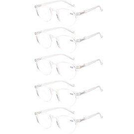 NORPERWIS 5 Pairs Reading Glasses - Standard Fit Spring Hinge Readers Glasses for Men and Women (5 Pack Transparent, 3.00)