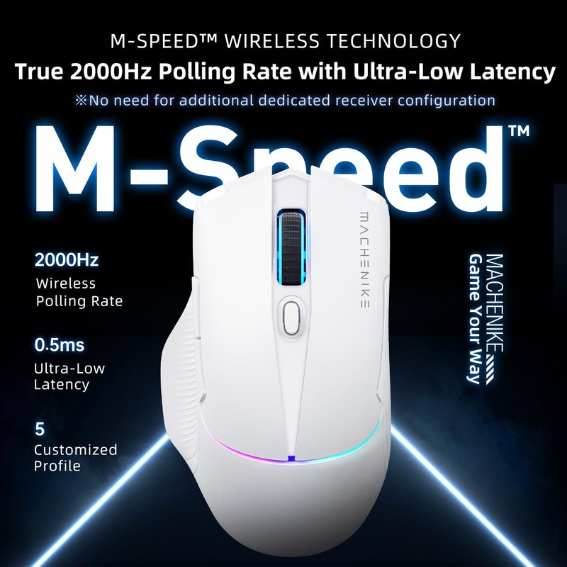 Machenike 8KHz Wireless Gaming Mouse with RGB Charging Dock,26,000 DPI,PAW3395