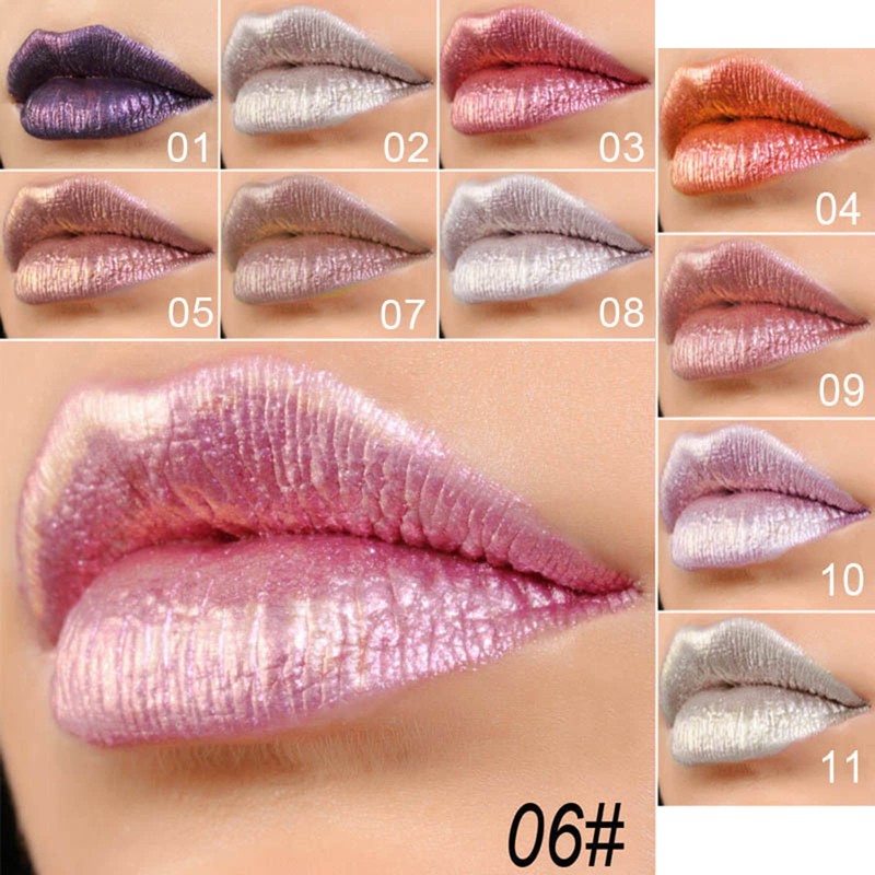 RoseFlower 11 Colours Glitter Lipstick, Glitter Liquid Lipsticks Set, Metallic