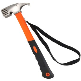 Eidoct Camping Hammer Tent Peg Puller, Outdoor Multifunction High Carbon Steel Hook Angle Design Tent Pegs Stake Nail Puller Remover Hammer with Tent Peg Remover for Outdoor Camping Picnic (orange)