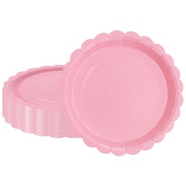 50PCS Pink Paper Plates 9 Inch Scalloped Disposable Dinner Dessert Plates Light Pink Birthday Party Supplies Serving Plate Appetizers Salads Breads Cakes Plate Baby Shower Wedding Birthday Party Decor