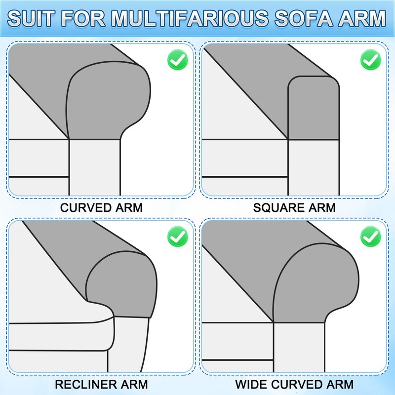 uxcell 4Pcs Stretch Armrest Covers, Polyester Soft Armchair Slipcovers Couch