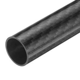 sourcing map 1 Pcs Carbon Fiber Tube 16 x 18 x 330mm Glossy Surface Rod 3K Roll Wrapped Pure Carbon Round Tubing for RC Airplane Multicopter