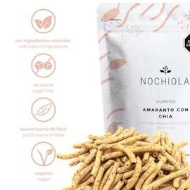 NOCHIOLA Churritos de Amaranto con Chía (500g) Snack Vegano, Crujiente, sin Azúcar, Bolsa Jumbo