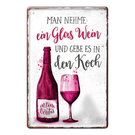 Wine Decorative Sign - Retro Tin Sign with Funny Saying - Metal Sign Decoration Wine Cellar Wine Arbour Vinothek Winery Wine Bar - Gift for Wine Lovers and Wine Connoisseurs - 20 x 30 cm