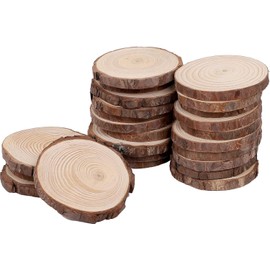 KINJOEK 30 PCS Natural Wood Slices 5.1-5.5 Inch with Bark Unfinished Wood Circles for Coasters DIY Crafts Wedding Decorations Christmas Ornaments