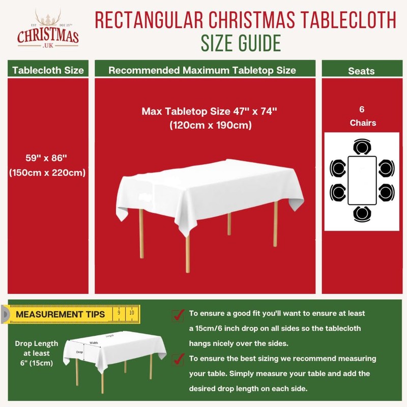 Scandi Christmas Table Cloths - Modern Nordic Design (220cm x