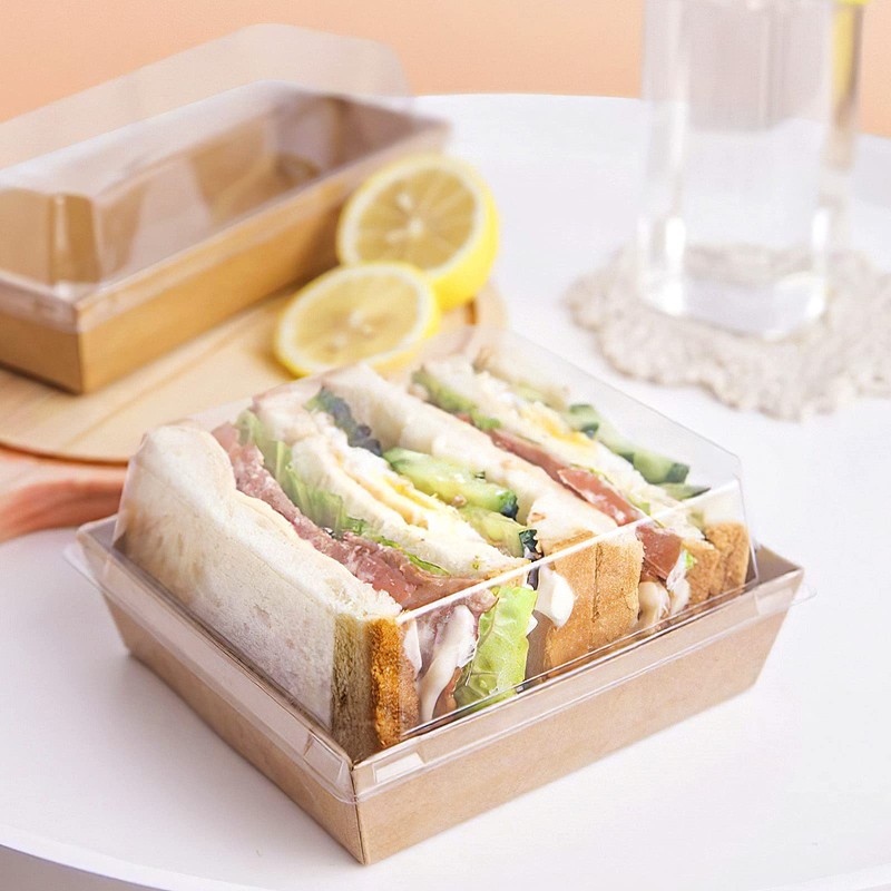 Ocmoiy Kraft Charcuterie Boxes with Clear Lids 4x4 Inch, 100