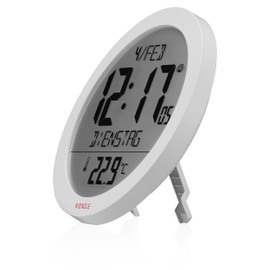 Kienzle Radio Wall Clock Table Clock with Temperature Display 18.7 cm Display DCF Time Date 2 Alarm Times Snooze White
