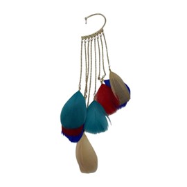 Feather Full Ear Cuff Bohemian Long Tassel Feather Clip Dangling Feather Ear Ring for Women-colorful