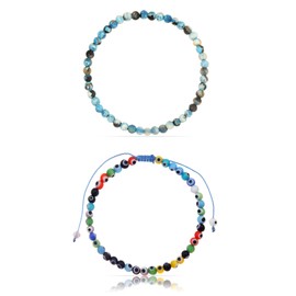 Made by Nami Boho Surfer-Armband 2er Set Herren & Damen - Handmade Strand Festival Accessoires - Perlen-Armband Männer Frauen - 100% Wasserfest & verstellbar (Bunte Perlen ES)