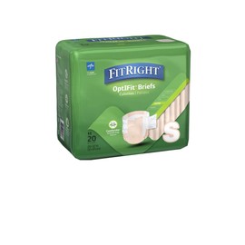 FitRight OptiFit Extra Adult Briefs, Incontinence Diapers with Tabs, Moderate Absorbency, Small, 20 to 32", 20 Count