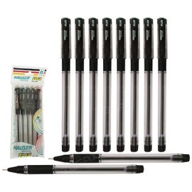 HAUSER Flix 10 x 0.7mm BLACK Smooth Ballpoint Pens Rubber Grip Simply Perfect