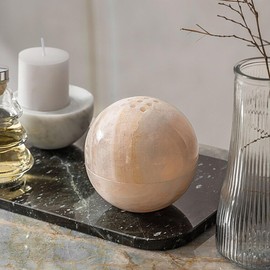 Natural Stone Sphere Incense Holder: 4" D Luxury Handmade Aromatherapy Burner for Meditation, Yoga & Home Décor, Multi-Hole Design, Pink Onyx