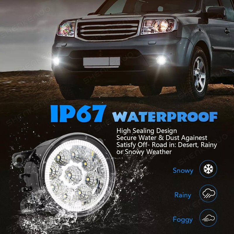 HMCYCI Pair Bumper LED Fogs Driving Lamps 6000K White For