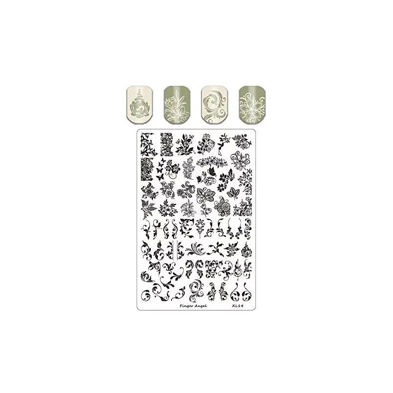 Finger Angel Placas Estampadoras 4pcs Nail Art Con Organizador Xl11-14