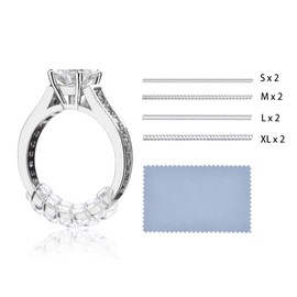 Maquillali 8 Ajustadores de tamaño del Anillo en 4 Tallas y 1 paño de Pulido, para Anillos Suelto (No Incluye el Anillo)