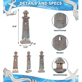 CoTa Global Driftwood Wooden Lighthouse Decor - Handcrafted Nautical Decor Lighthouse with Text Ocean Decor, Wood Sculpture Table Top Centerpiece Beach Decorations for Home and Bathroom - 10.8 Inches