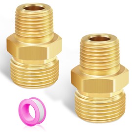 FANOVO Brass Pressure Washer Coupler,2 Pack 3/8" NPT Male to M22 14mm Male Adapter Fitting for Pressure Washer Hose Pipe Fitting Garden Tools,4500 PSI (M22 to 3/8 Inch NPT)