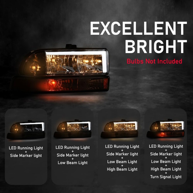 PIT66 Headlights Assembly Front Headlamp LED Light Bar Compatible with