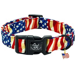 Elegant little tail Independence Dog Collar, 4th of July Holiday Pet Collars Cotton Patriotic Puppy Girl or Boy Soft Pet Gift Adjustable Dog Collar for Small Medium Large Dogs