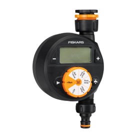 Fiskars 1054791 Timer with 1 Output, for All Standard Tap Sizes, Easy to Read LCD Display, Universal Size, 380 g, Black/Orange