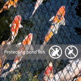 TianZhi Black Pond Cover, 4.5x4.5m Heavy-Duty Woven Net, Protects Koi, Fruits & Vegetables, Includes 14 Plastic Anchors & 10 U-Shaped Nails