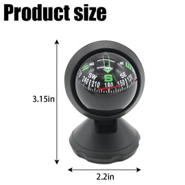 TSUGAMI Car Compass Ball, Dash Mount Adjustable Compass Ball with Bottom Stick, Navigation Hiking Direction Pointing Guide Ball for Marine Boat Truck Caravan Outdoor, Universal Car Accessories