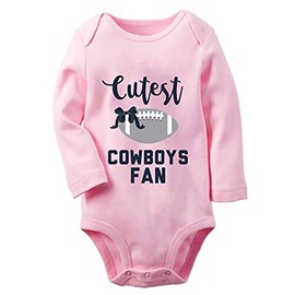 Poemsimai Cutest Cowboys Fan - Mameluco orgánico para bebé y niña recién nacido, C-rosa, 9 Meses