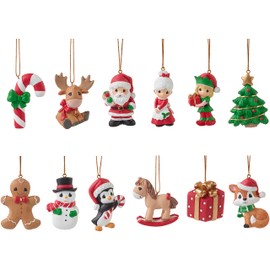 Precious Moments - Juego de Adornos de 12 Momentos de Navidad, Adorno de Resina, Pintado a Mano, decoración de árbol de Navidad, decoración de día Festivo y Regalo