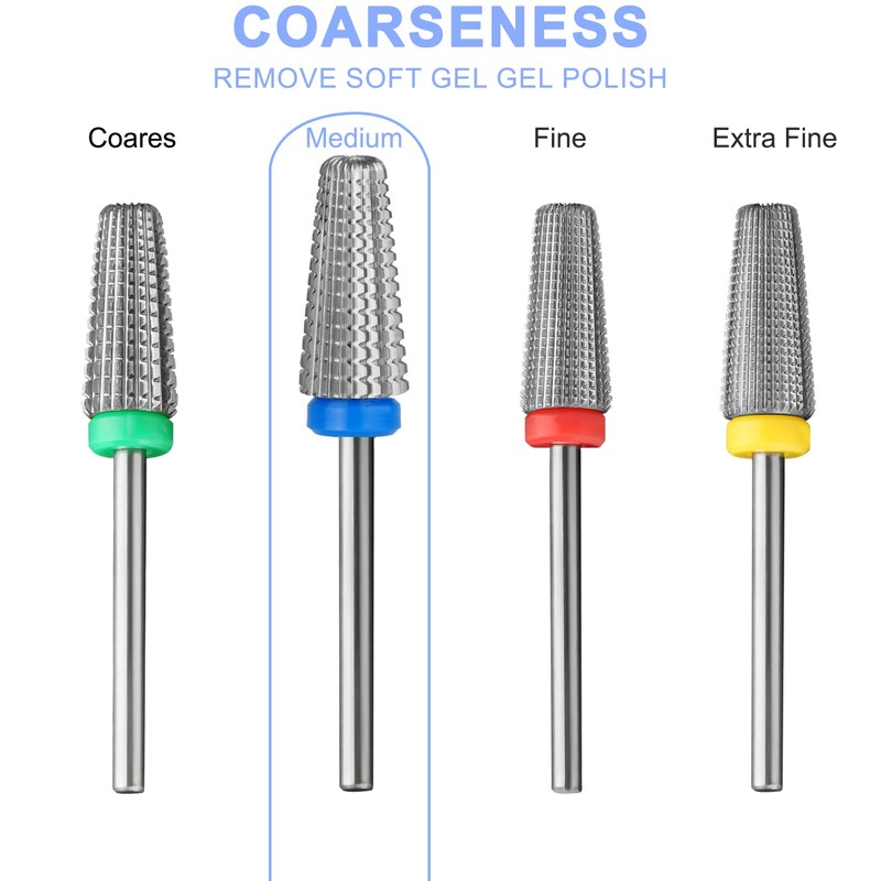 Vnjaoi 5-in-1 Nail Drill Bits 3/32 Inch Nail Cutter Attachments