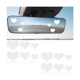 Zpana Car Rearview Mirror Decal, 2PCS Heart Vehicle Rear View Sticker, Waterproof Automotive Window Bumper Laptop Protector Decor Accessories, Universal for SUV, Sedan, Truck (White)