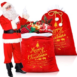 Vautvis Christmas Sack Large, Gift Bags Christmas, Pack of 2 Christmas Gift Bags, Velvet Christmas Bags for Filling, Santa Sack Gift Bag, Santa Sack for Gifts