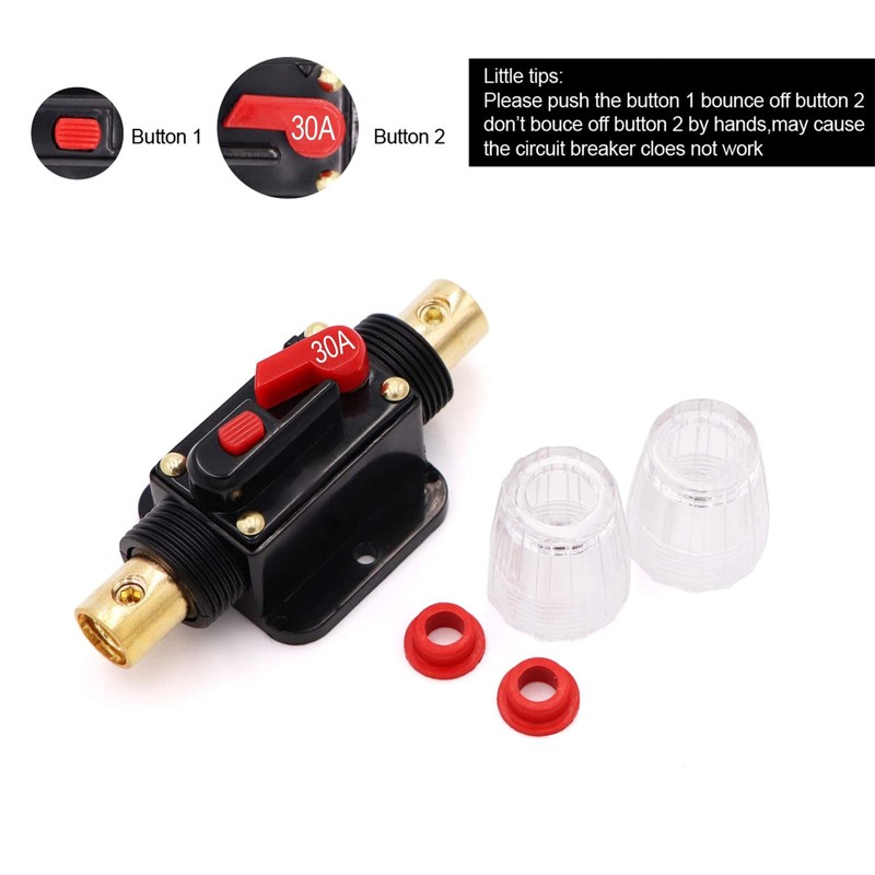 12V 30A Circuit Breaker Reset Fuse PowMr Reset,Audio Inline Fuse