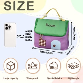 【Hausförmiger Dopamin-Stil Kosmetiktasche Damen】 Reise Makeup Tasche Groß/Tragbare Schminktasche mit Reißverschluss/Wasserfeste Kulturtasche/Cosmetic Bag/Handtasche/Nagellack&Lippenstift Organizer