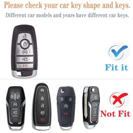 Yonmcfn for Ford Key fob Cover with Metal Keychain,Texture TPU 5 Buttons Key Shell,fit 2018-2023 Edge Explorer Expedition Fusion for Mustang Raptor Remote car Key(Blue)