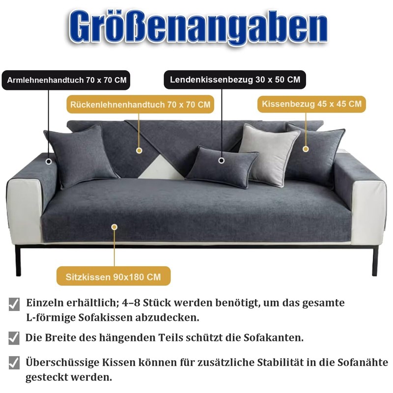 Gluhbirnen Copridivano antiscivolo, rivestimento proteggi-divano, coperta per divano, grigio scuro,