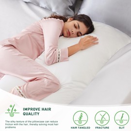 Love's cabin Satin Body Pillowcase 20x54, Cooling Pillow Cover for Hair and Skin, Silky Smooth with Envelope Closure, Similar to Silk, Ivory