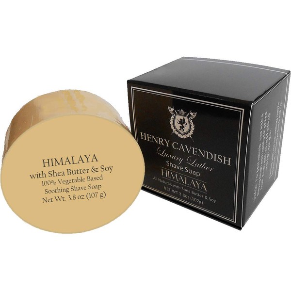 Henry Cavendish Himalaya Shaving Soap with Shea Butter & Coconut Oil. Long Lasting 3.8 oz Puck Refill. Mens Shave Soap. All Natural. Rich Lather, Smooth Comfortable Shave. For Ladies and Gentlemen.