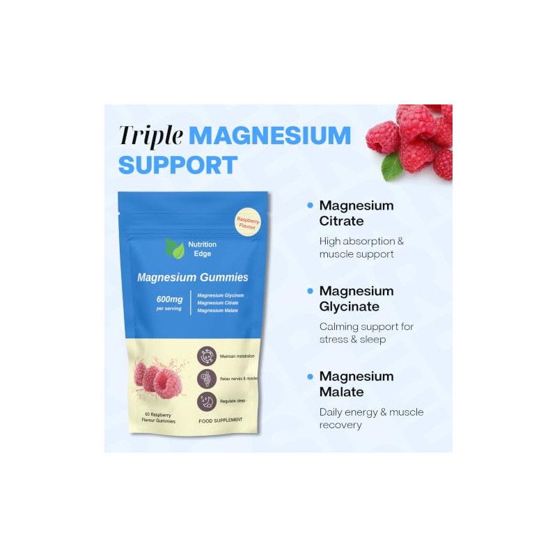 Magnesium Gummies - 600mg Triple Complex (Glycinate, Citrate, Malate) -