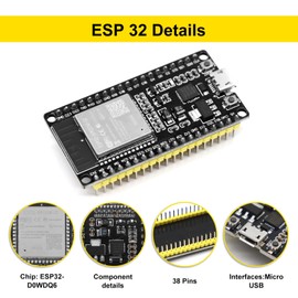 ESP32 Node MCU Module Development Board 2 Pieces ESP32 38 Pins 2.4GHz Dual Core WiFi Bluetooth 2102 Chip for Various Applications