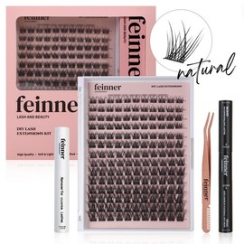feinner DIY Lash Extension,  Lash Bond and Seal,Remover,Tweezer for Easy Apply Waterproof Long Lasting at Home,Soft Natural 0.07 D Curl 8-16mm Mix Makeup Eyelash Clusters:_Classic 01 Kit