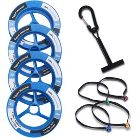 Maxcatch Fluorocarbon Leader Tippet Line for Fly Fishing with Tippet Line Holder & Tender, Clear, 50m/55Yds, 4PCS (Fluorocarbon-4 Pieces with Holder/50M (New), 1X+2X+3X+4X-50M-55YDS)