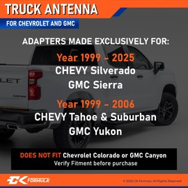 Carbon Fiber 50 Cal Bullet Antenna for Chevy Silverado & GMC Sierra Trucks (1999–2025), Solid Billet Aluminum, Car Wash Safe, Short Replacement Antenna, Truck Accessory