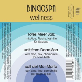 BINGOSPA wellness Dead Sea Bath Salts with Aloe, Flax and Chamomile Extract for Skin Infection, Psoriasis, Acne, Stress, Sweating, Muscle Pain 1 kg