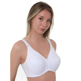 Gemm Ladies White Non Wire Cotton Rich Bra (36 H, White)