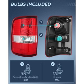 Nilight Taillight Assembly Compatible with 2004 2005 2006 2007 2008 Ford F150 Rear Lamp Replacement OE Style Driver Side and Passenger Side