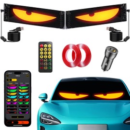 Devil Eyes Light 2-Pack, 14.7"x3.7" Ojos LED para carros, Programmable Led Eyes for Car Windshield - USB-Powered LED Matrix Panel, Remote/App Control, for Business Car Truck Shop Bar Concert